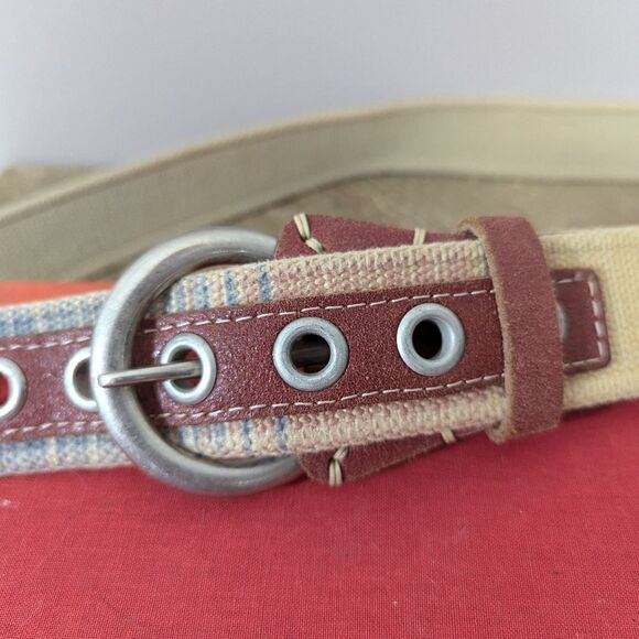 Colorful Canva and leather belt. red leather ITSUS belt size Medium 31 - Picture 5 of 7